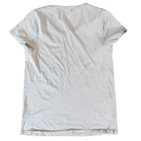 J. crew JNatural fibers 100% fleur-de-lis damask scroll graphic print gray top L - Picture 4 of 6